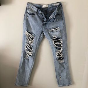 PACSUN Super Distressed Light Wash Boyfriend Jeans